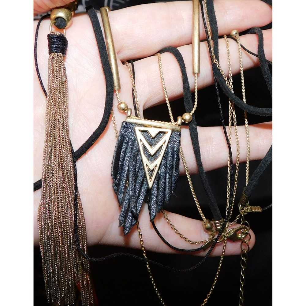 Other Black And Gold Multilayer Tassel Necklace - image 5