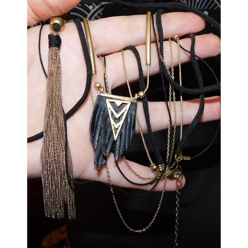 Other Black And Gold Multilayer Tassel Necklace - image 6