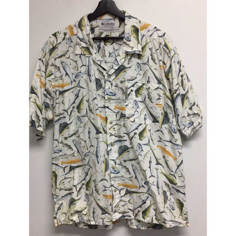 Columbia Columbia Mens Fish Pattern Hawaiian Camp… - image 1