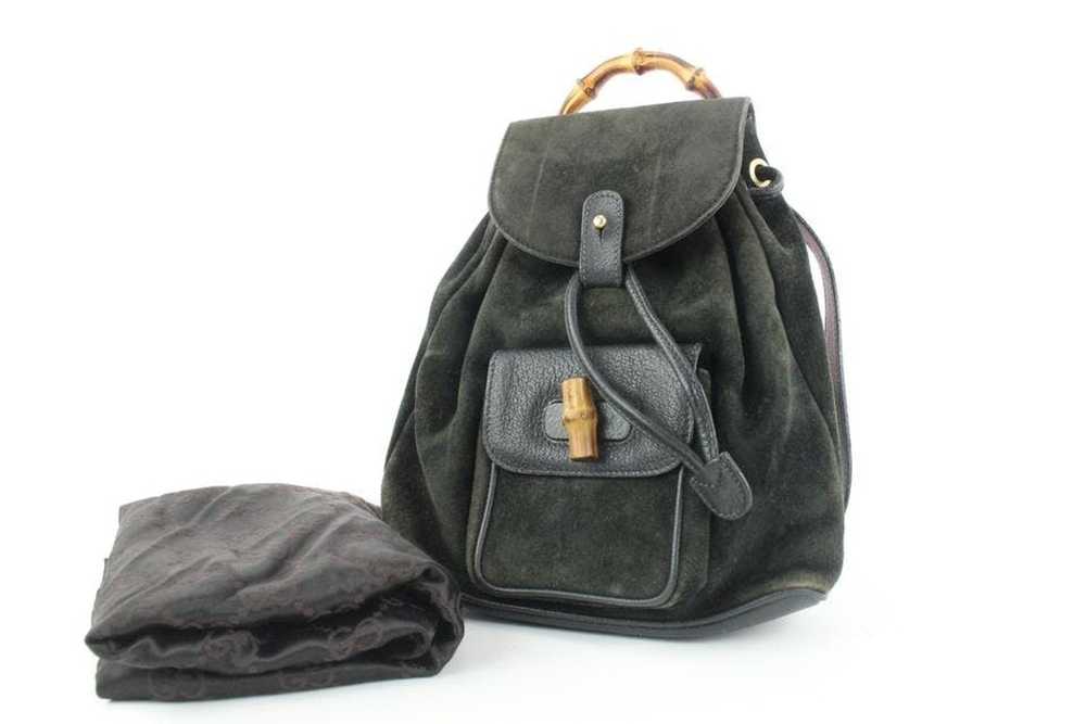 Gucci Gucci Black Suede Bamboo Mini Backpack 690g… - image 12