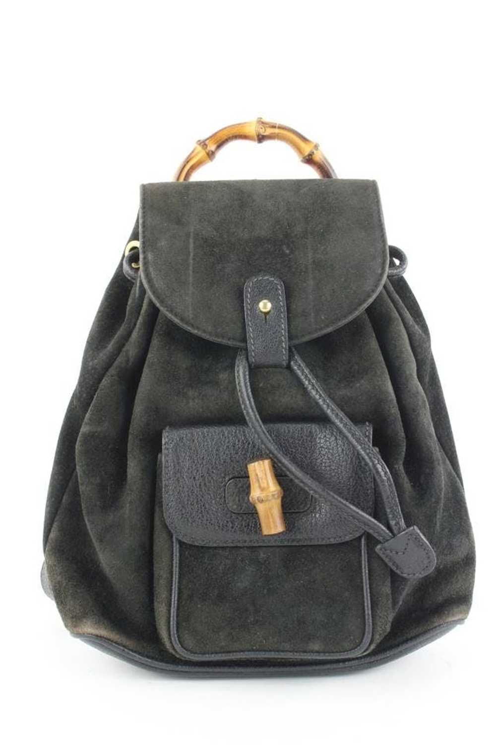 Gucci Gucci Black Suede Bamboo Mini Backpack 690g… - image 1