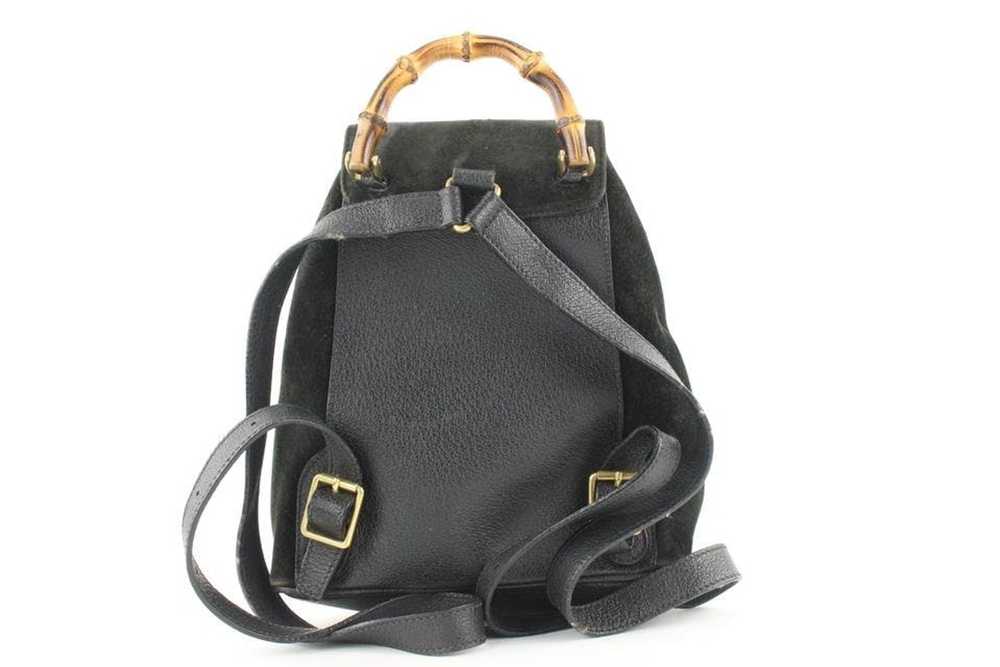 Gucci Gucci Black Suede Bamboo Mini Backpack 690g… - image 6