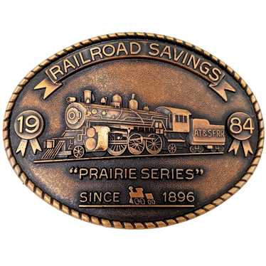 Unkwn 1984 Train Buckle Railroad Savings Prairie … - image 1