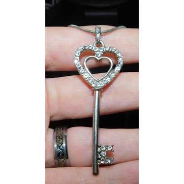 Other Silver Rhinestone Heart Key Necklace - image 1