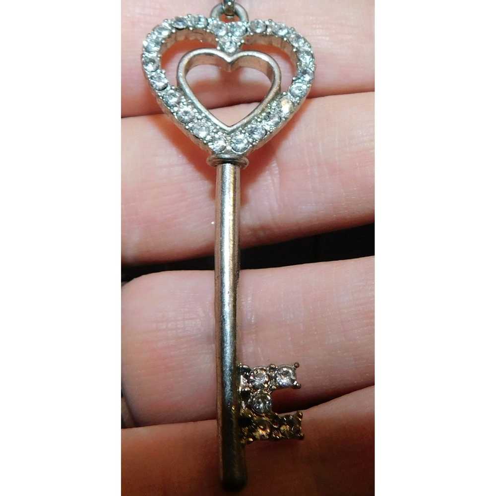Other Silver Rhinestone Heart Key Necklace - image 4