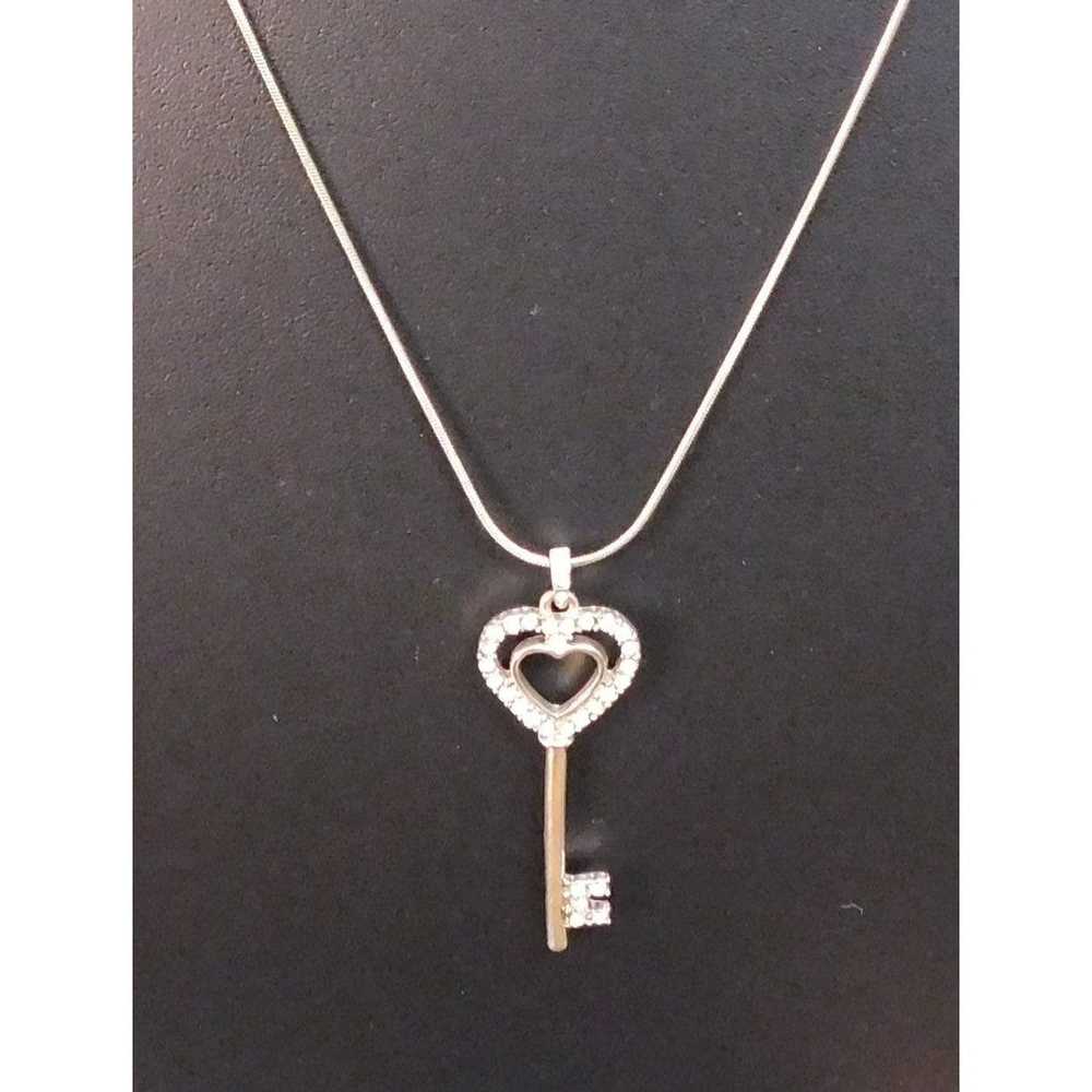 Other Silver Rhinestone Heart Key Necklace - image 7