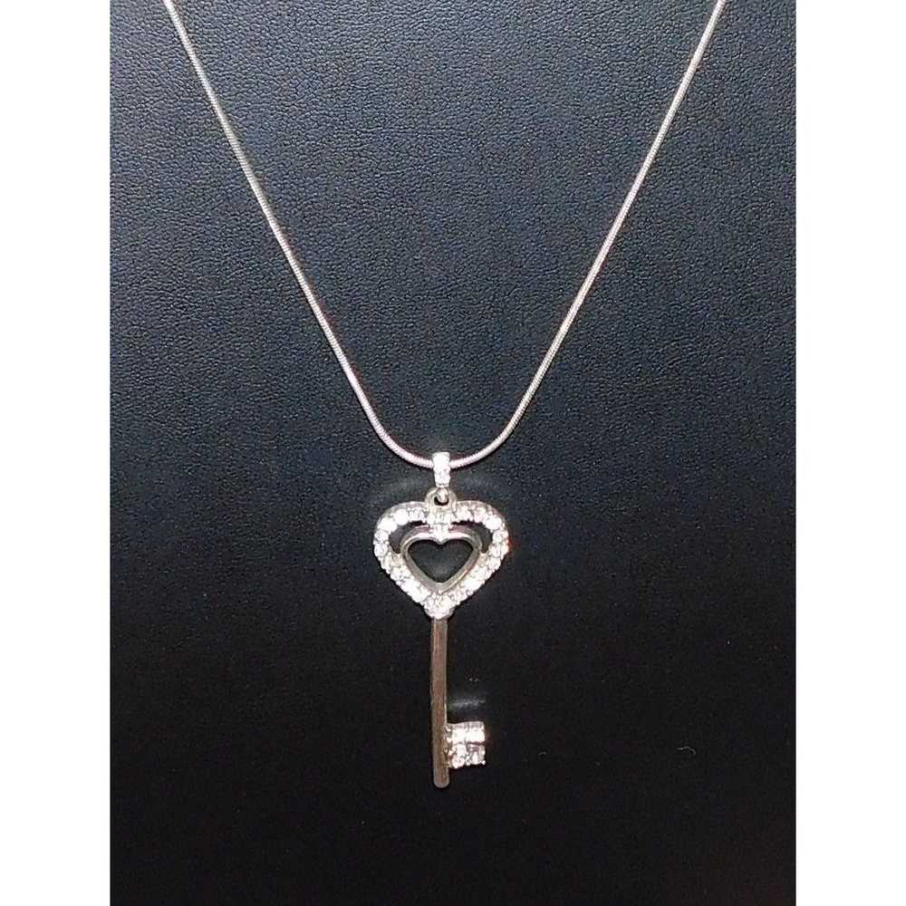 Other Silver Rhinestone Heart Key Necklace - image 8
