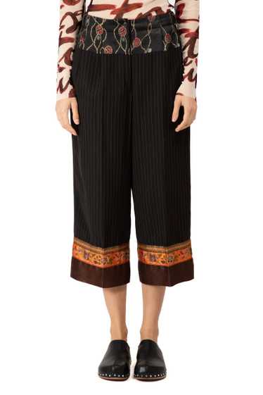 JEAN PAUL GAULTIER Brocade-insert pinstriped trous