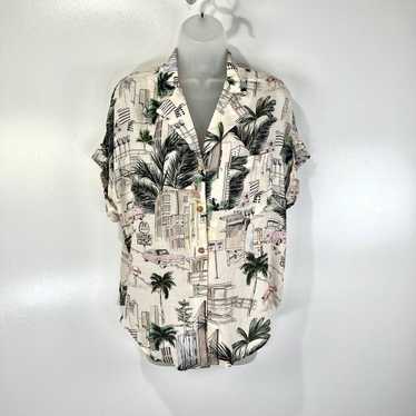 Zara Zara Boxy Button Down Printed Shirt 85140563… - image 1