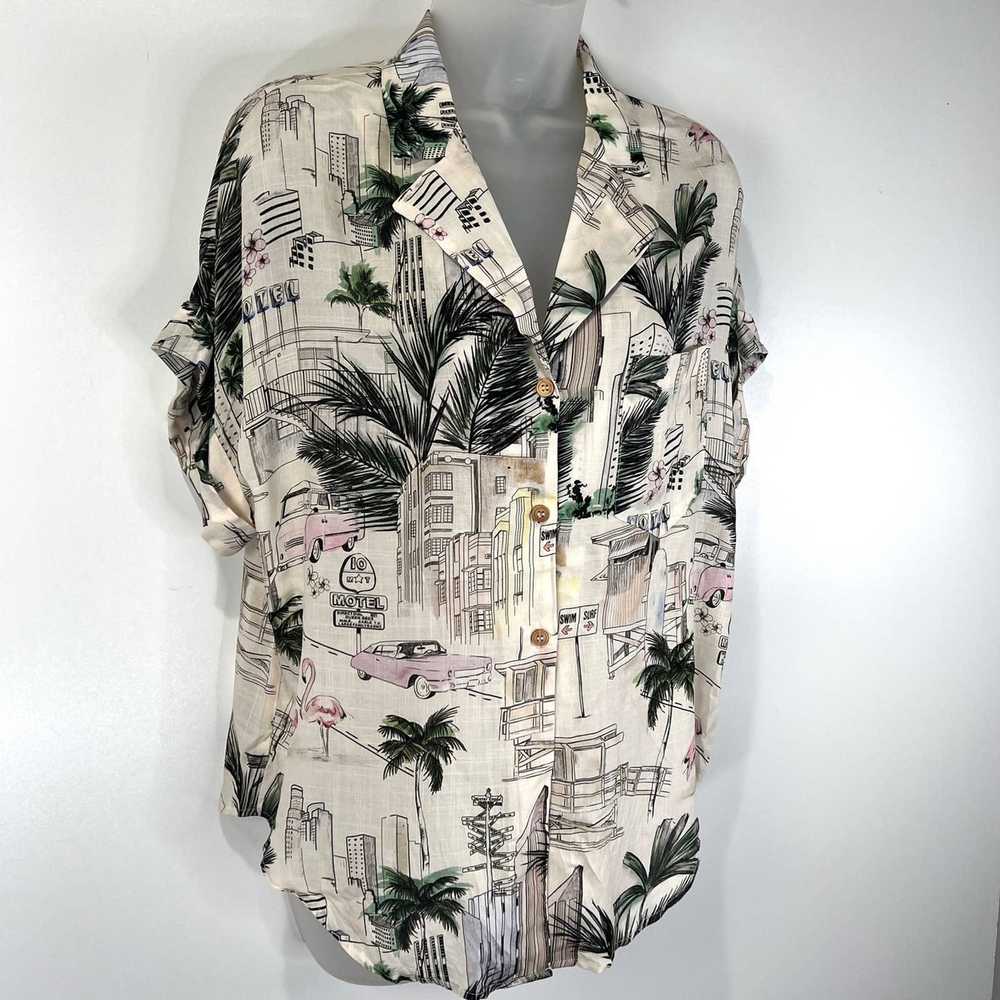Zara Zara Boxy Button Down Printed Shirt 85140563… - image 2