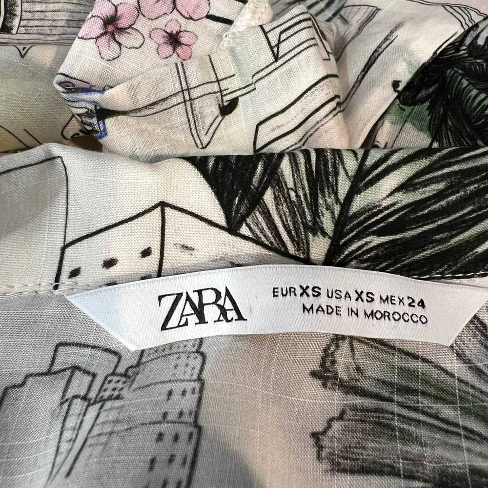 Zara Zara Boxy Button Down Printed Shirt 85140563… - image 3
