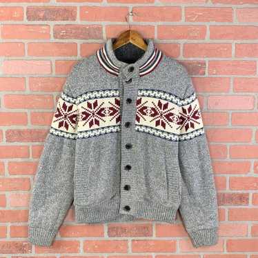 Vintage Polo Ralph Lauren Red Fair Isle Nordic Buffalo Nickel Button Cardigan good XL