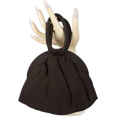 50s Dark Brown Faille Pouch Style Handbag - image 1