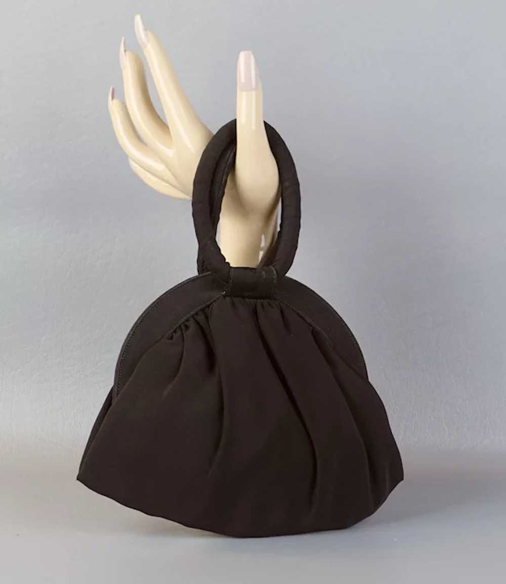 50s Dark Brown Faille Pouch Style Handbag - image 2