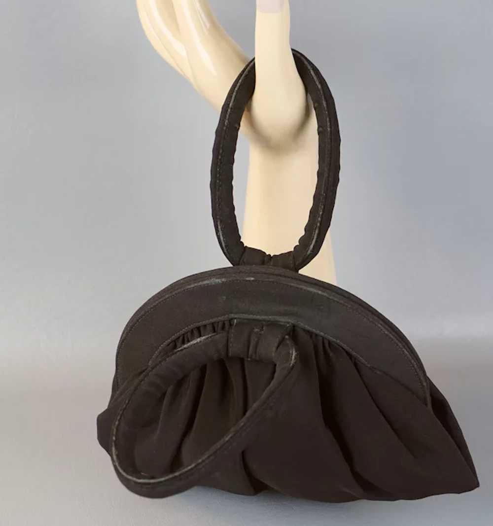 50s Dark Brown Faille Pouch Style Handbag - image 3