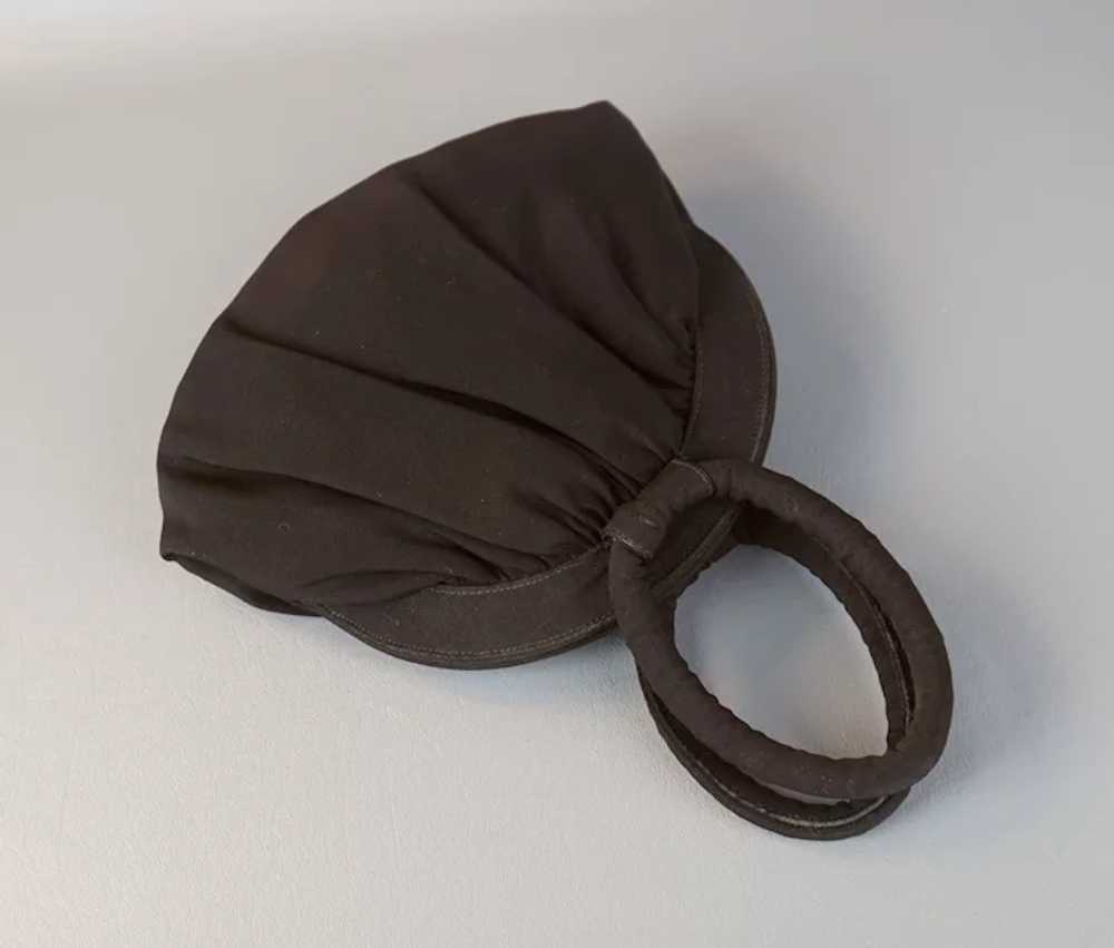 50s Dark Brown Faille Pouch Style Handbag - image 4