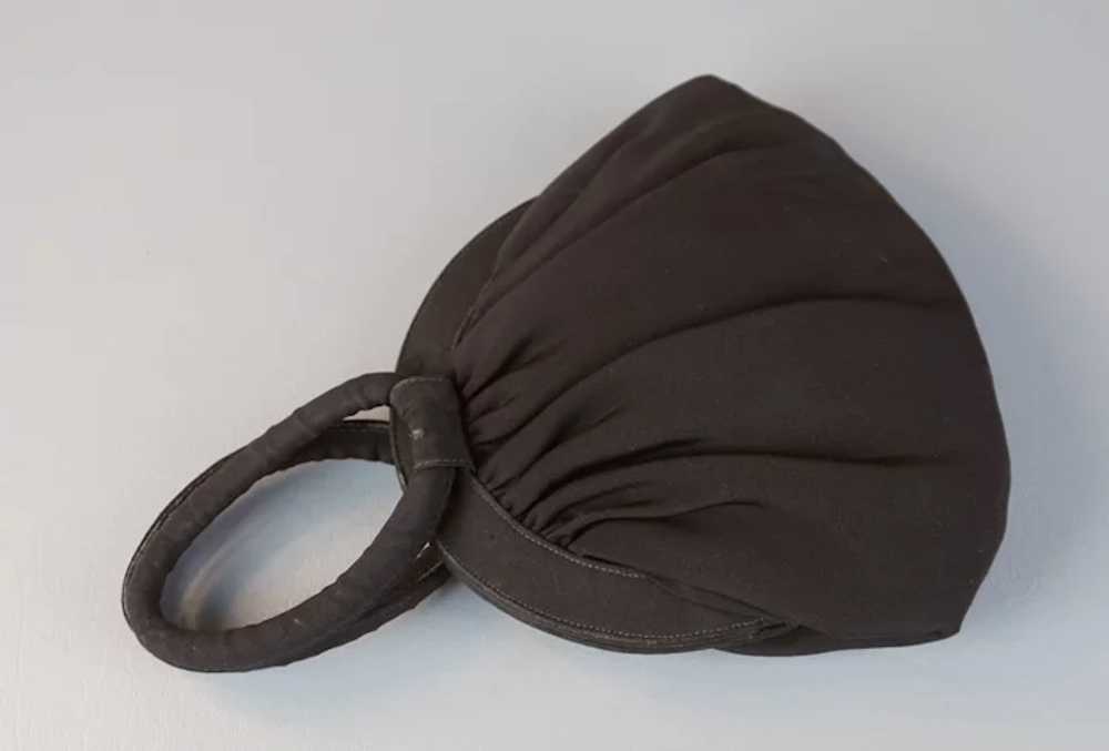 50s Dark Brown Faille Pouch Style Handbag - image 5