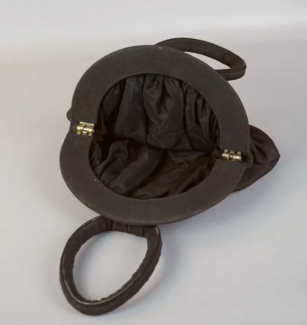 50s Dark Brown Faille Pouch Style Handbag - image 6