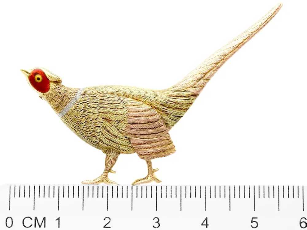 Antique 15ct Gold and Enamel Pheasant Brooch - image 8