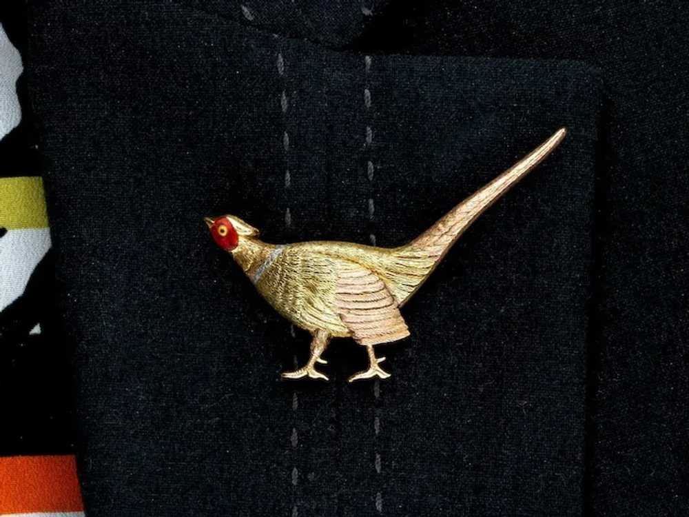 Antique 15ct Gold and Enamel Pheasant Brooch - image 9