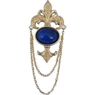 Bergere Gold Tone Blue Lucite Chatelaine Style Fl… - image 1