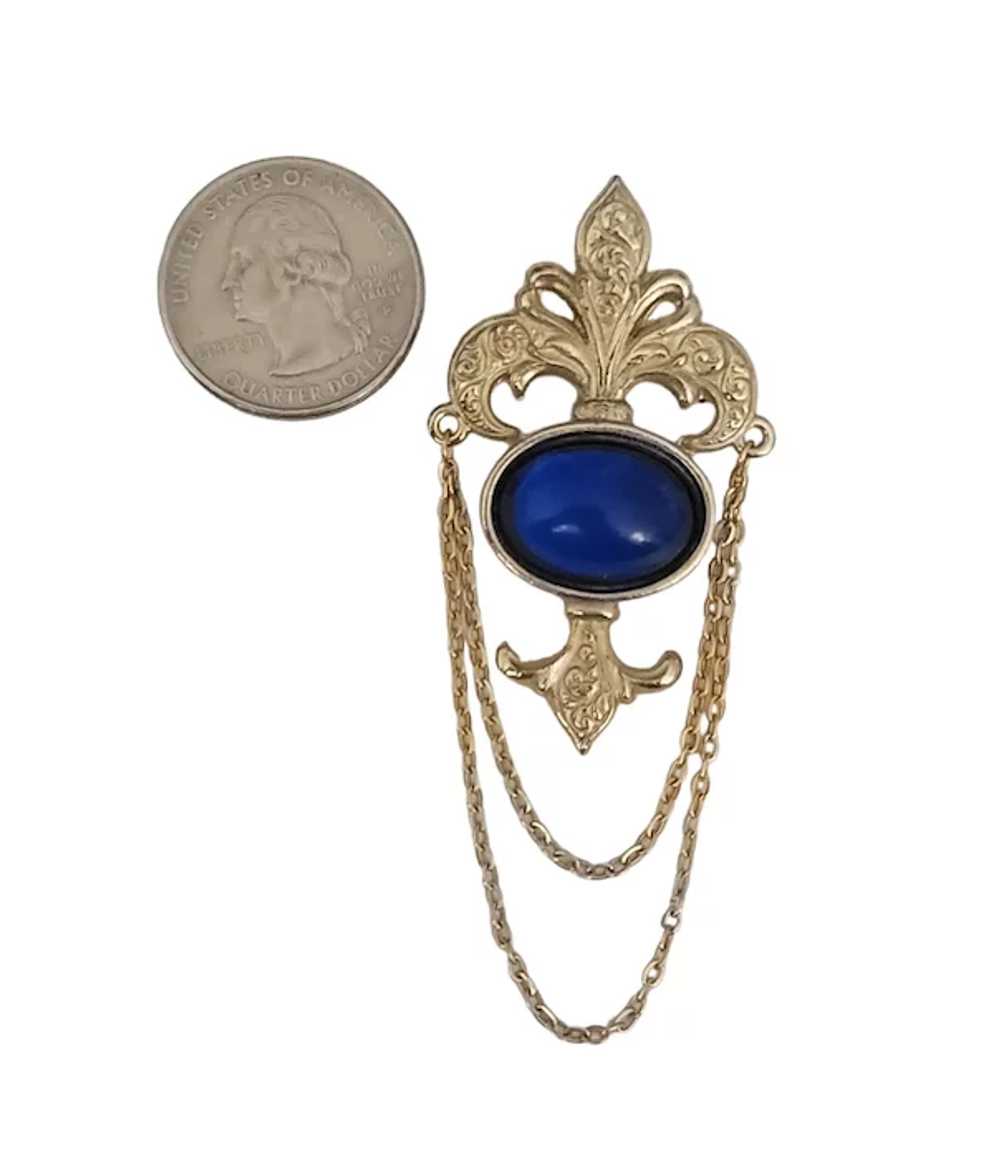 Bergere Gold Tone Blue Lucite Chatelaine Style Fl… - image 2