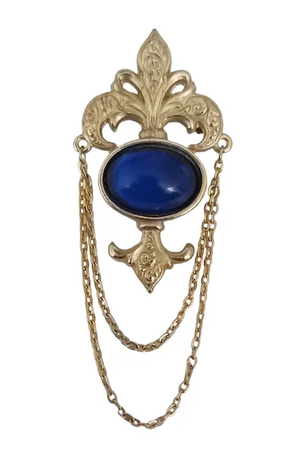 Bergere Gold Tone Blue Lucite Chatelaine Style Fl… - image 3