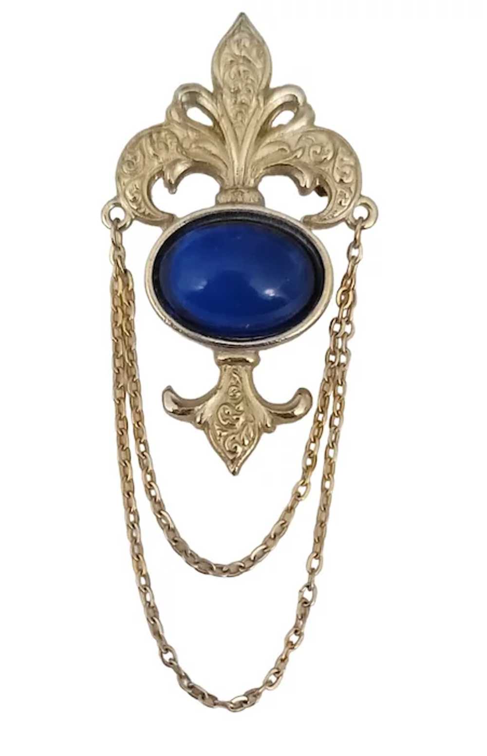 Bergere Gold Tone Blue Lucite Chatelaine Style Fl… - image 6