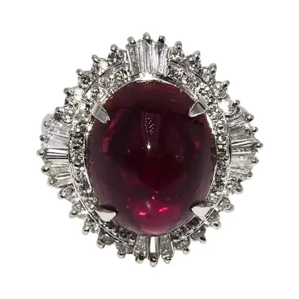 Natural 7 Carat Red Rubelite and Diamond Cocktail… - image 1