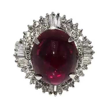 Natural 7 Carat Red Rubelite and Diamond Cocktail… - image 1