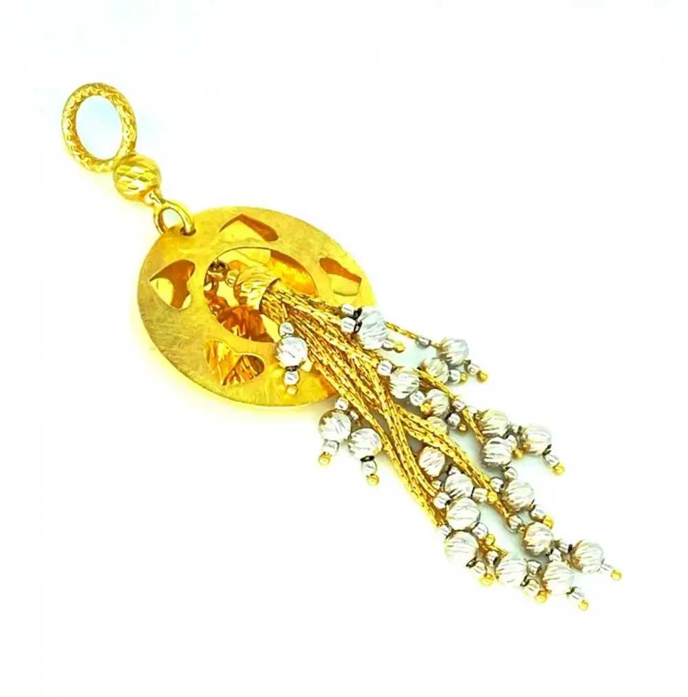 Designer Heart Chandelier 18k Gold Fancy Drop Pen… - image 3