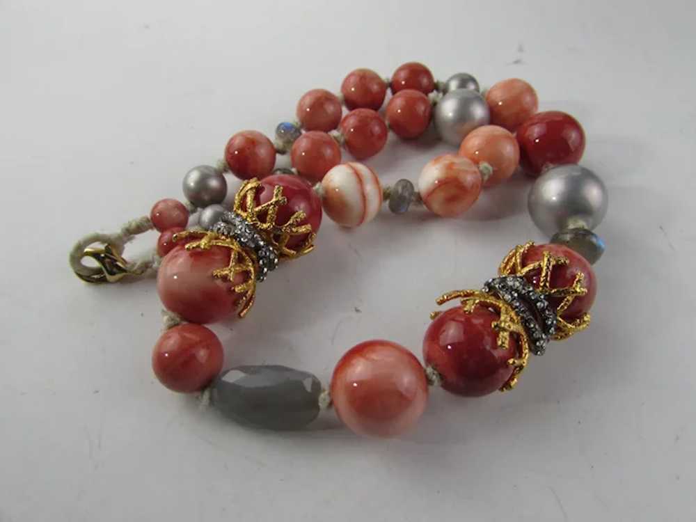 Vintage Alexis Bittar Beaded Coral Theme Necklace - image 11