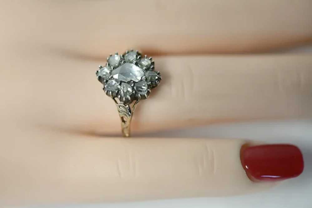 Georgian Rose Cut Diamond Cluster Ring - image 2