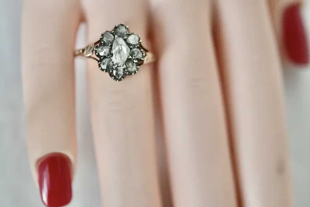 Georgian Rose Cut Diamond Cluster Ring - image 3