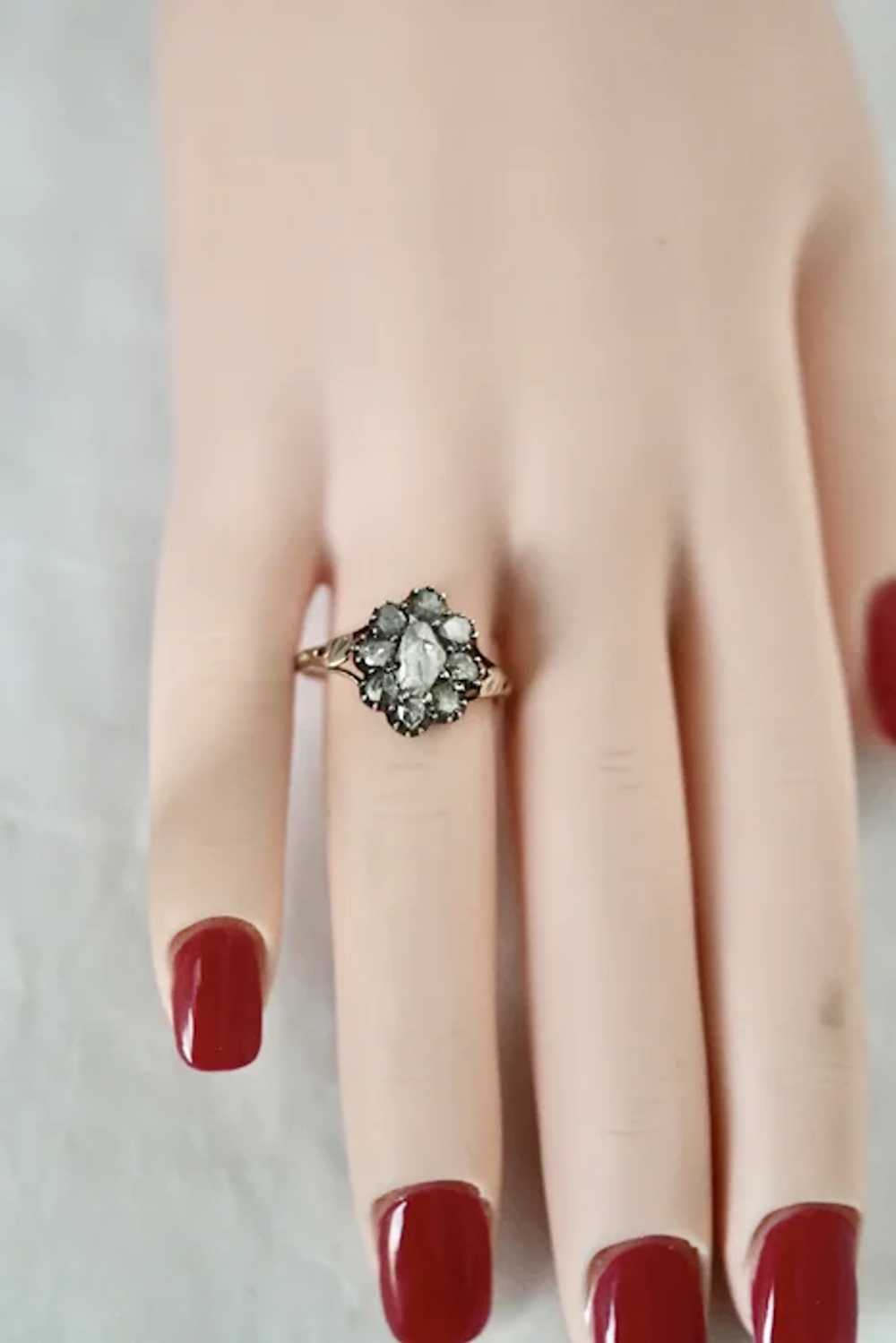Georgian Rose Cut Diamond Cluster Ring - image 6