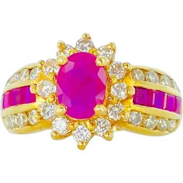 Vintage 2.70 Carat Ruby and Diamonds Engagement R… - image 1