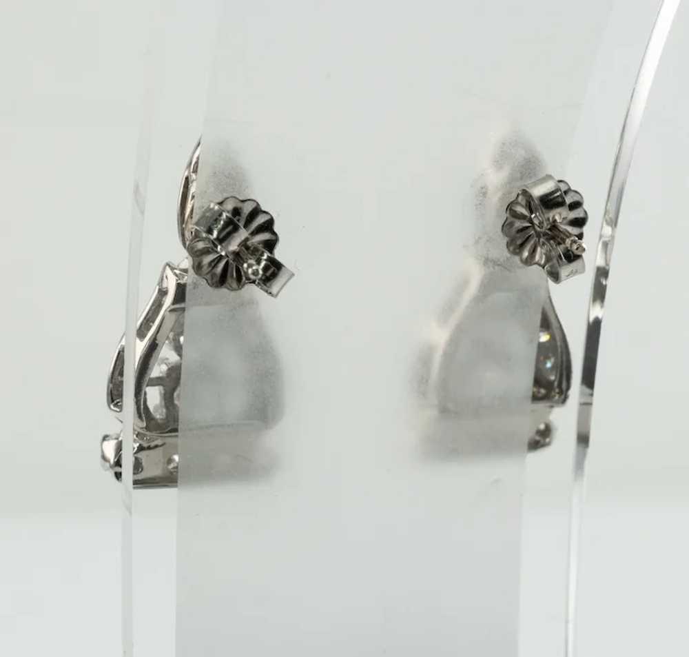 Natural Diamond Earrings Drop 14K White Gold 1.72… - image 10