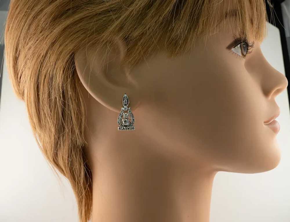 Natural Diamond Earrings Drop 14K White Gold 1.72… - image 2