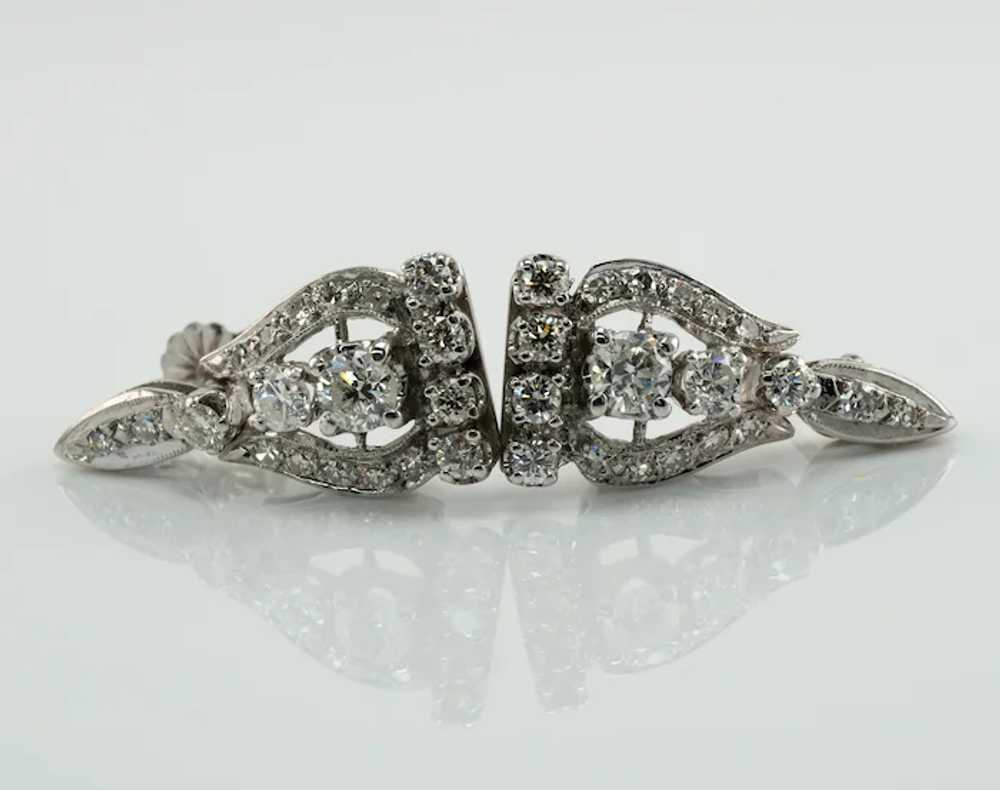 Natural Diamond Earrings Drop 14K White Gold 1.72… - image 3