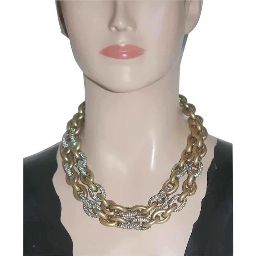 Lg Scale Double Chain Necklace s Glitz SRP $175 - image 1