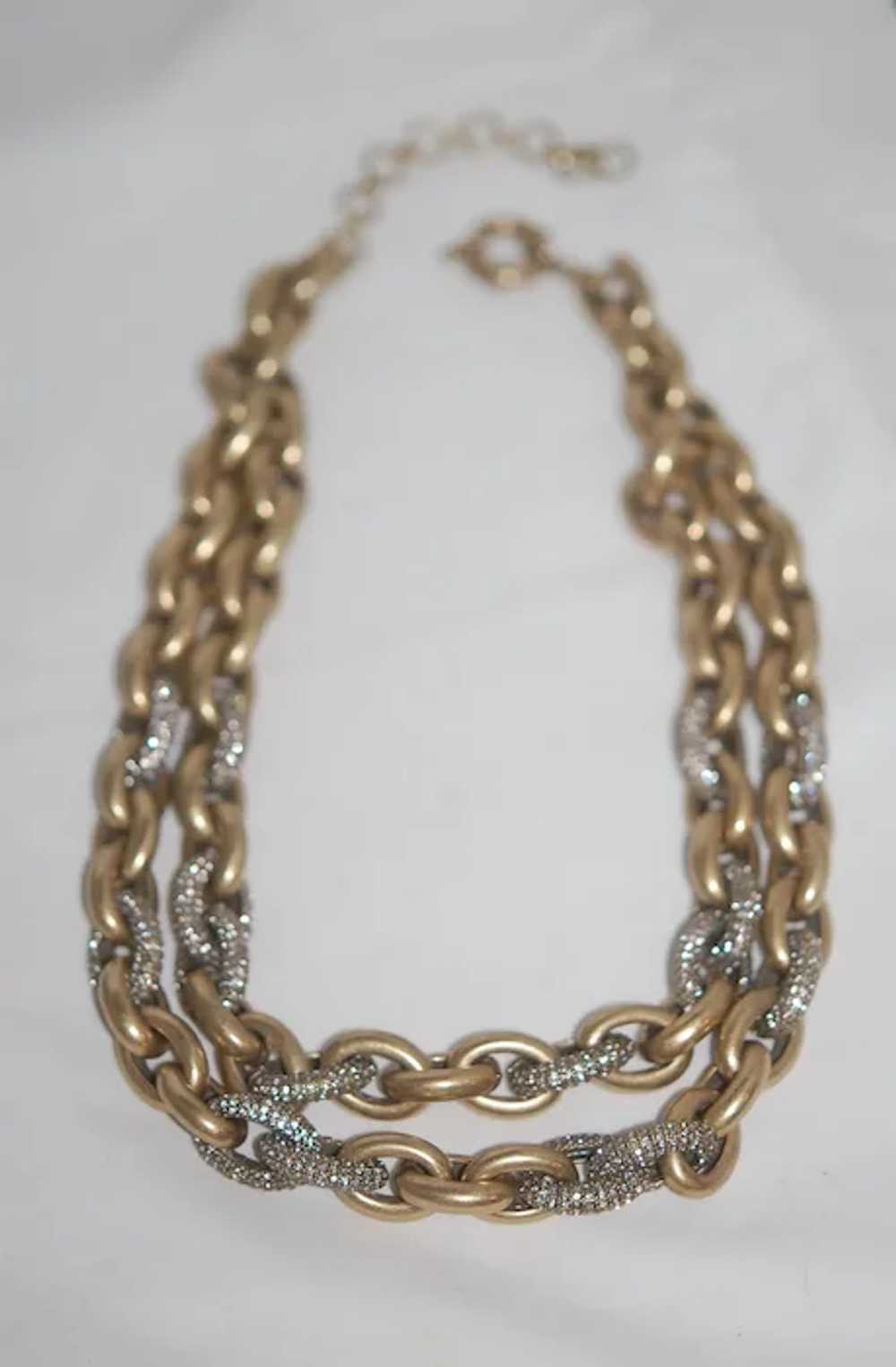 Lg Scale Double Chain Necklace s Glitz SRP $175 - image 2