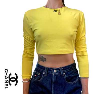 Chanel chanel sporty ‘95 neon yellow logo crop to… - image 1
