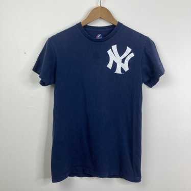 New York Yankees Mens Small Derek Jeter Majestic Navy Blue T-Shirt Jersey 2  EUC