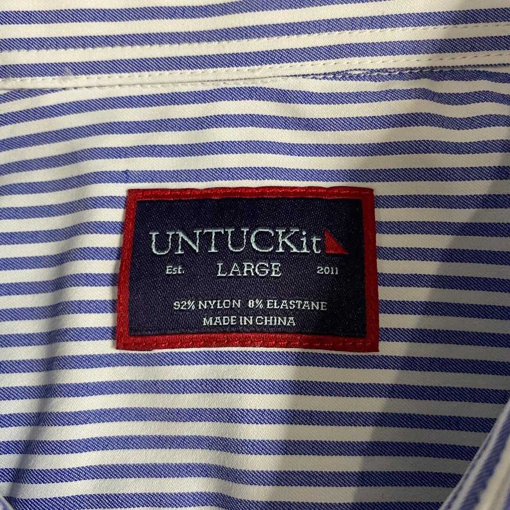 UNTUCKit Untuckit Mens Shirt L White Blue Stripe … - image 6