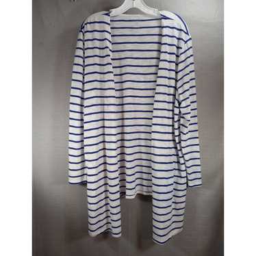 Chicos Chinos Cardigan Womans 3 White Blue Strippe