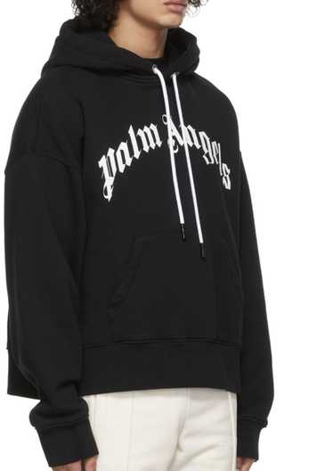 Palm Angels Black curved logo hoodie