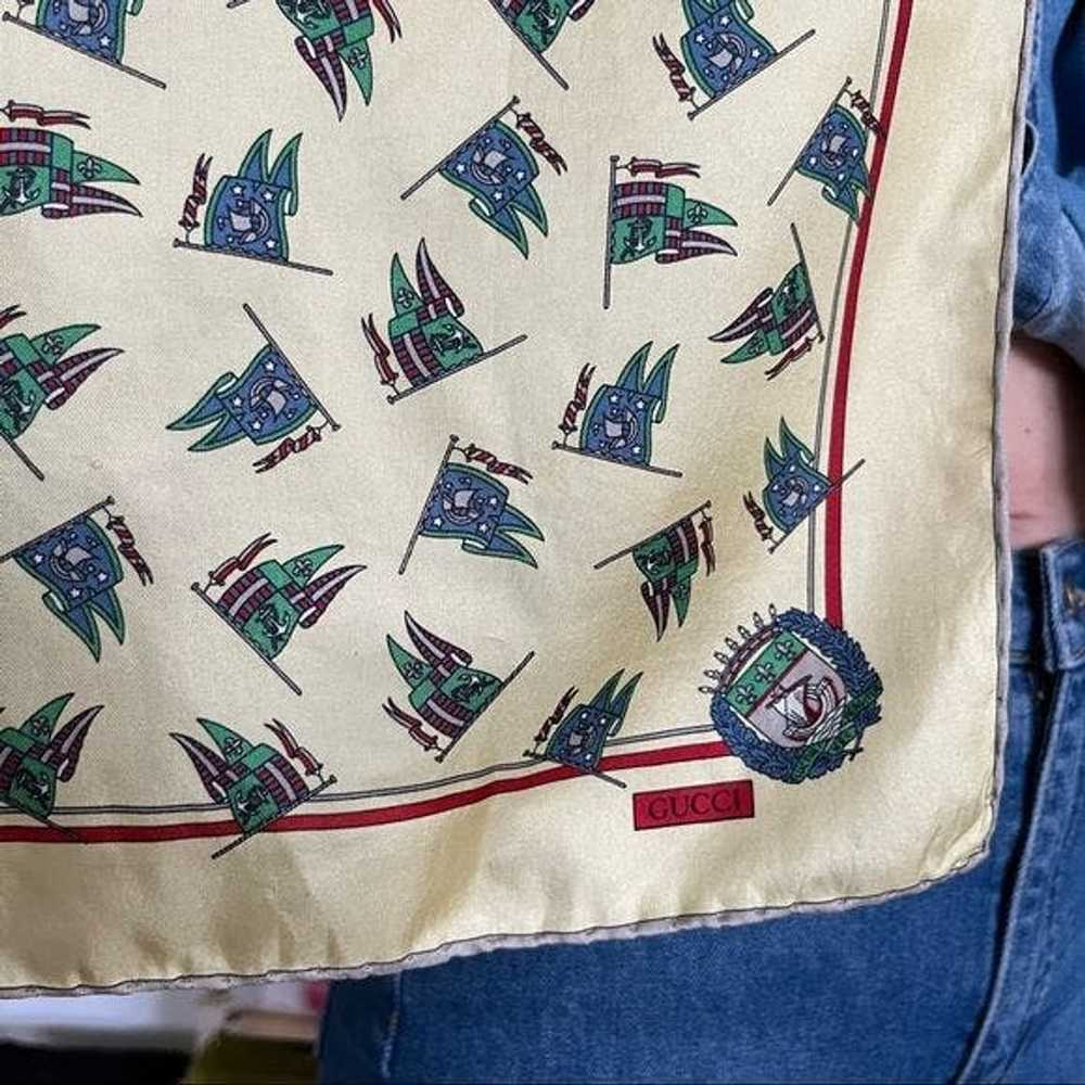 Gucci GUCCI VTG Silk Sailboat Nautical Flag Scarf - image 8