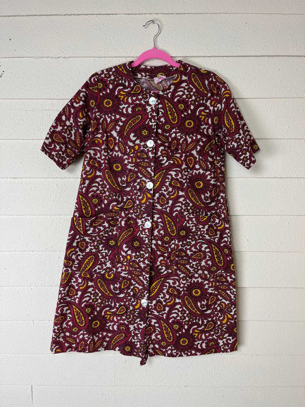 1960s PSYCHEDELIC PRINT SHORT SLEEVE A LINE SHIFT… - image 6