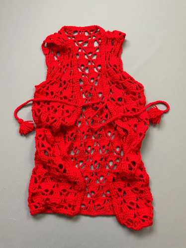 10-12 AWESOME HANDMADE LOOSE CROCHET KNIT TIE RED 