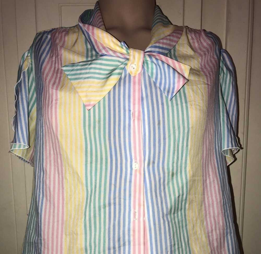 Vintage Vintage 70’s Judy Bond Pastel Striped Lad… - image 1